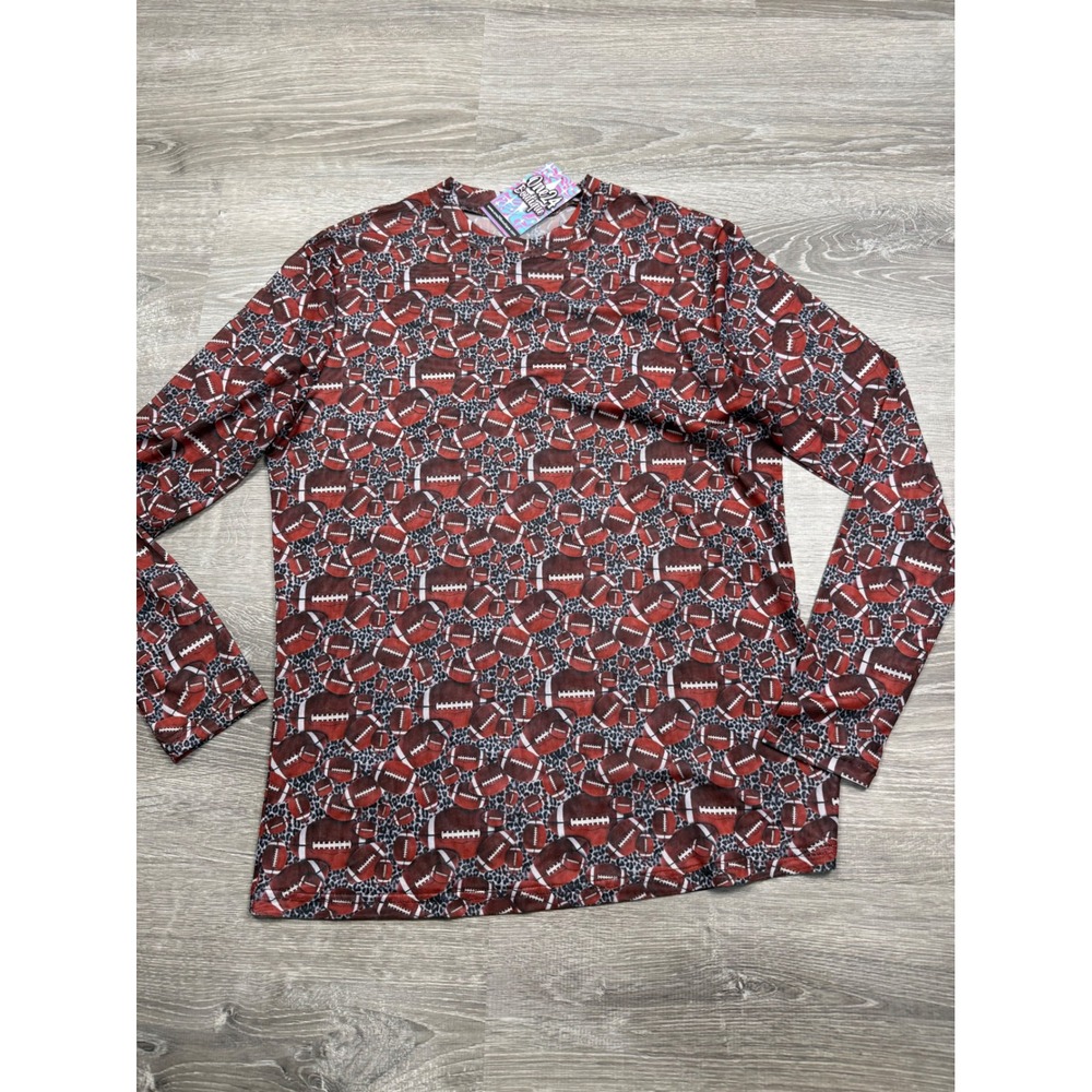 One24 Boutique Women 1XL Football Leopard Print sheer Long Sleeve Top